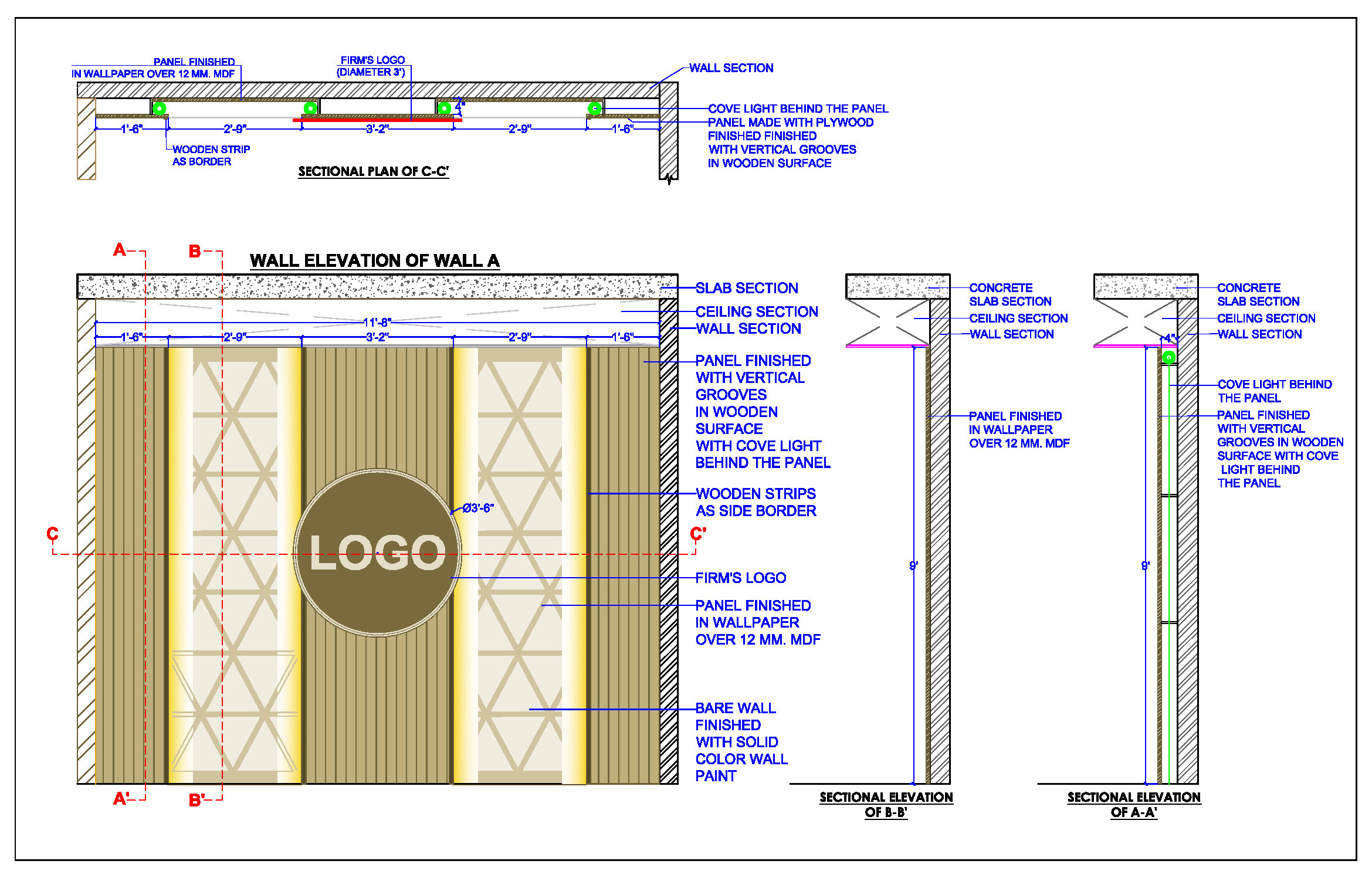 Elegant Office Reception Back Wall DWG Design